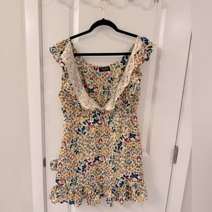Springy Casual Butterfly Lacie Collar Dress | Large